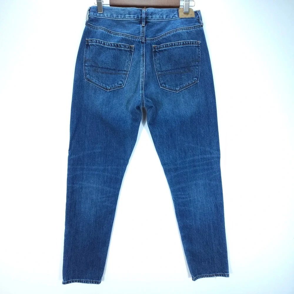 American Eagle Mom Jeans Womens 29 Blue‎ Y2K Tapered High Rise Button Fly Denim